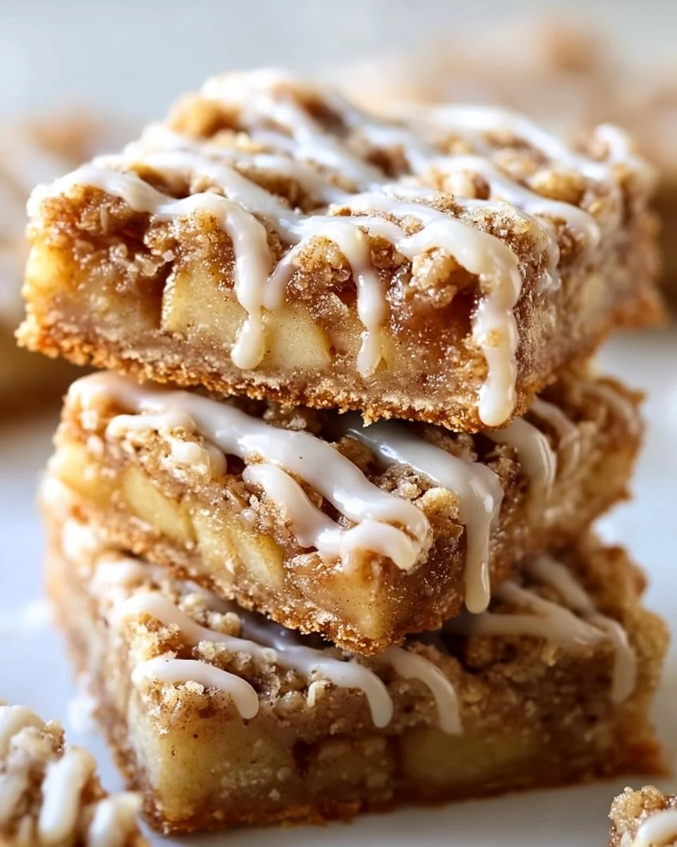 Delicious homemade apple bars topped with a crumble and fresh apples.