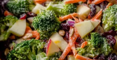 Fresh Broccoli Crunch Salad with colorful veggies and dressing