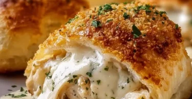 Delicious chicken pillows served with creamy Parmesan sauce, perfect for cozy dinners.