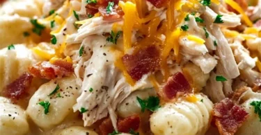 Creamy Crack Chicken Gnocchi dish served in a bowl with herbs