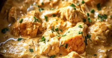 Crockpot Million Dollar Chicken served on a plate with garnishes