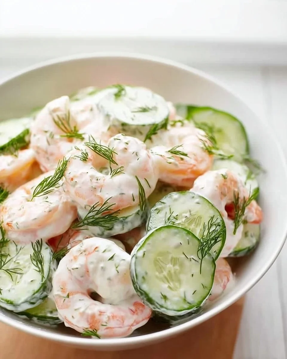 Fresh Cucumber Shrimp Salad with vibrant vegetables and dressing