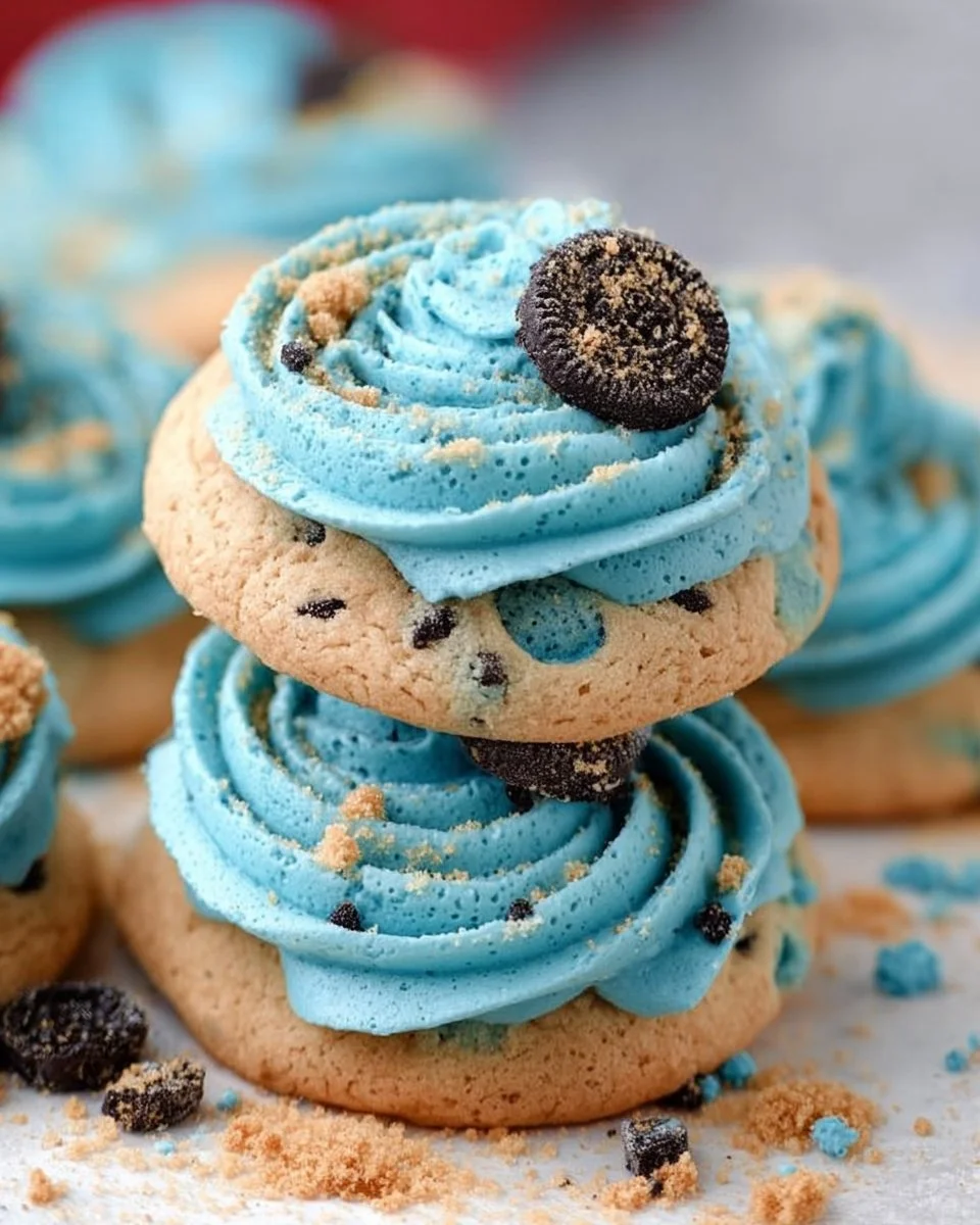 Crumbl Blue Monster Cookie, a delicious blue cookie with chocolate chunks.