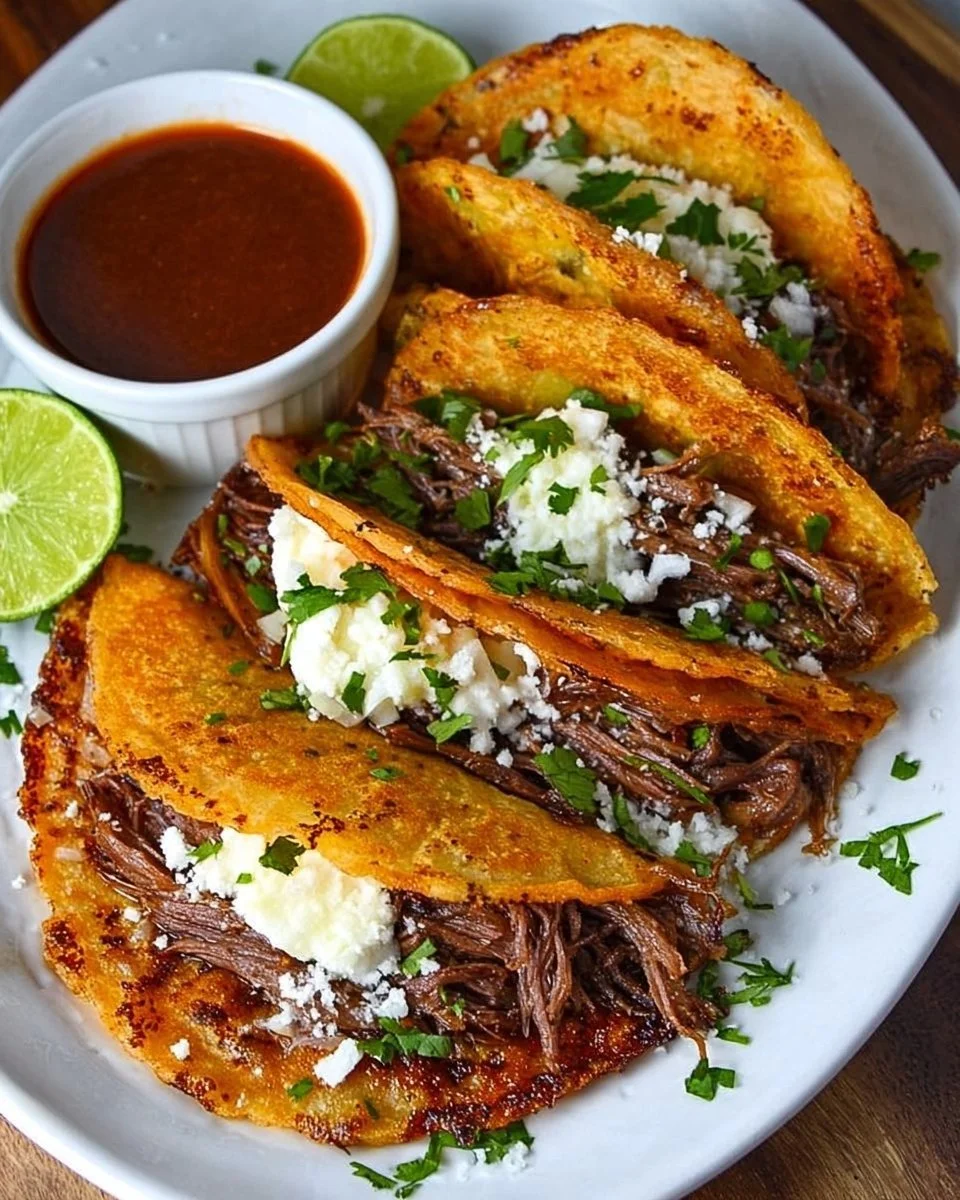 Easy Birria Tacos with Consomme in the Slow Cooker