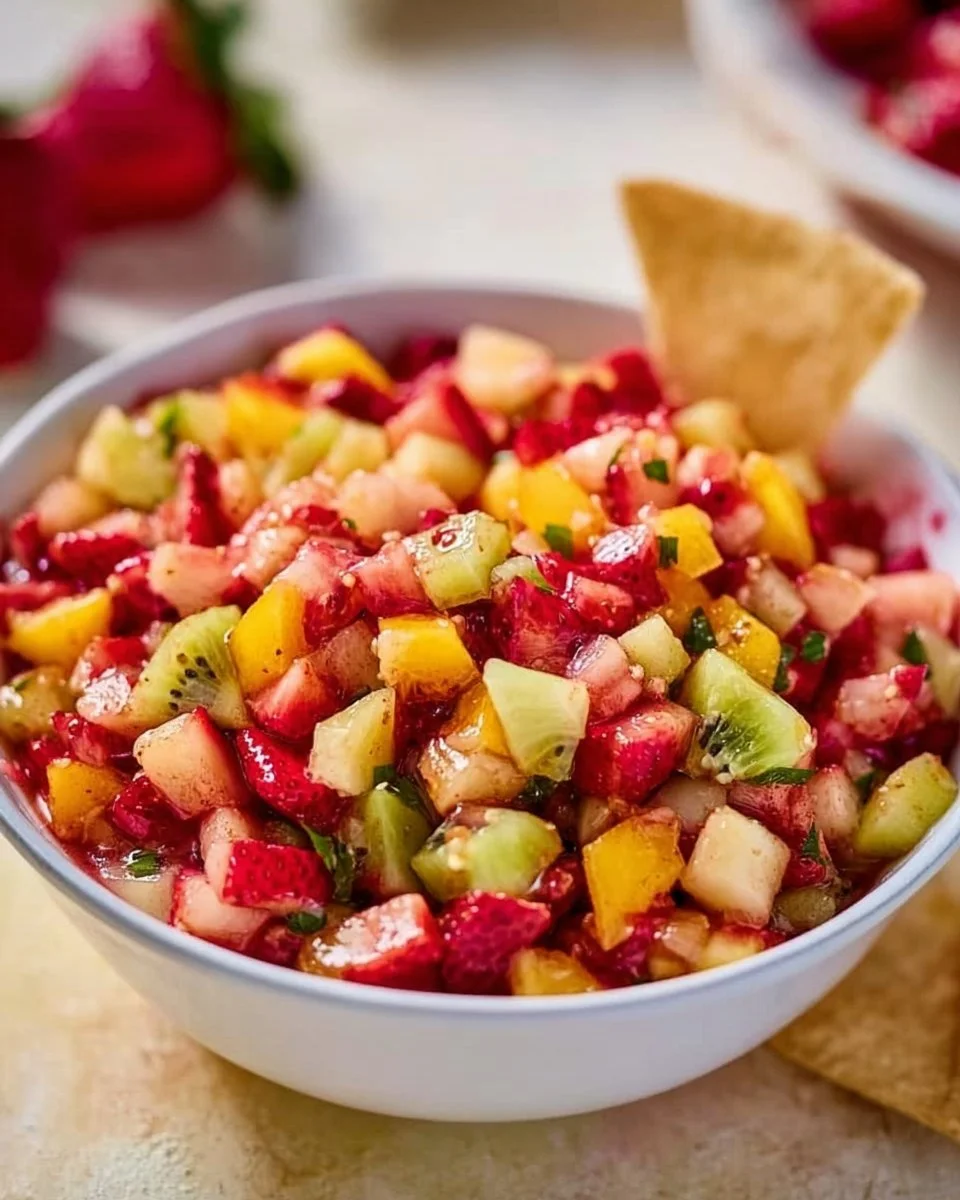 Fresh fruit salsa served with cinnamon sugar chips