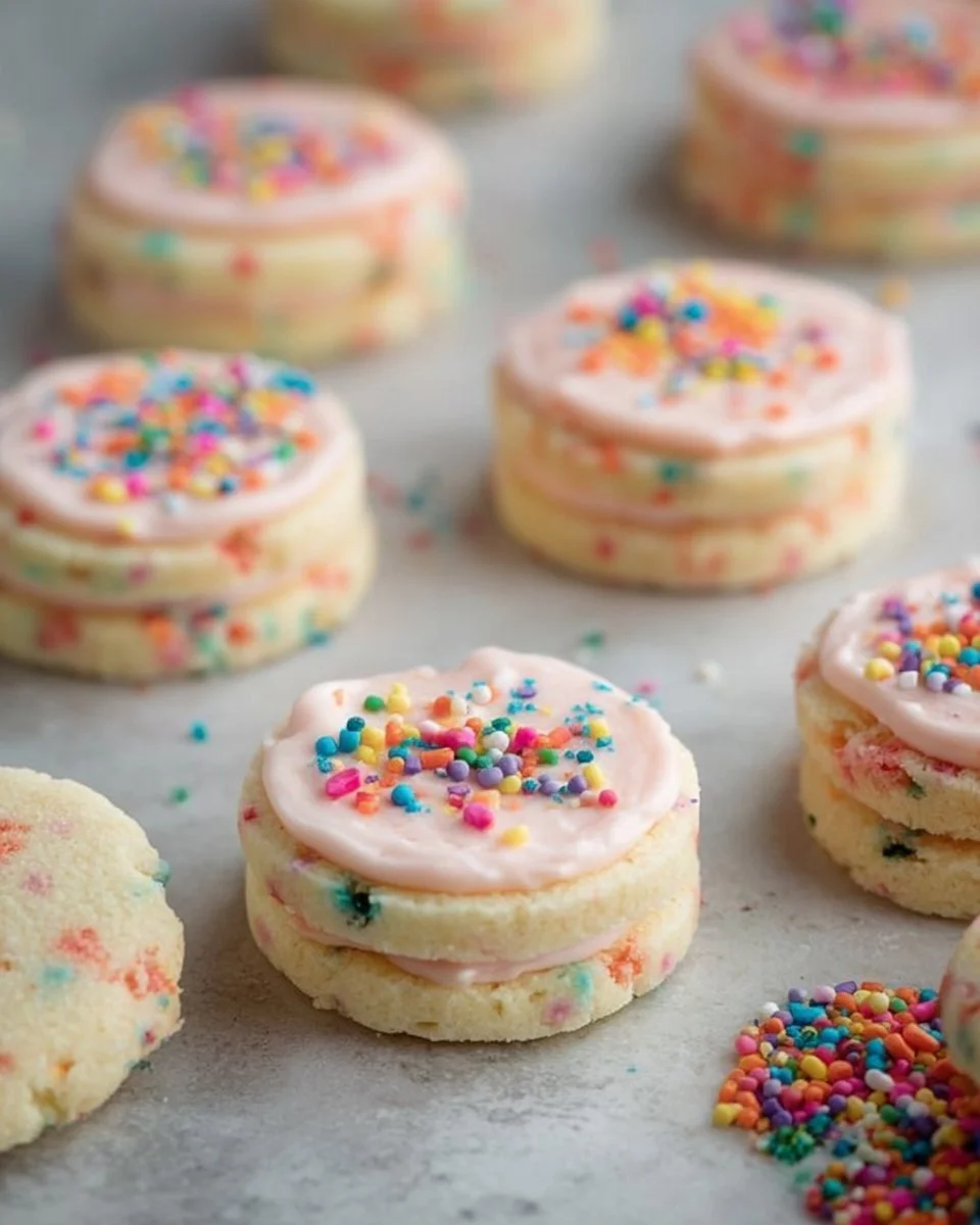 Funfetti Shortbread Sandwich Cookies with Frosting