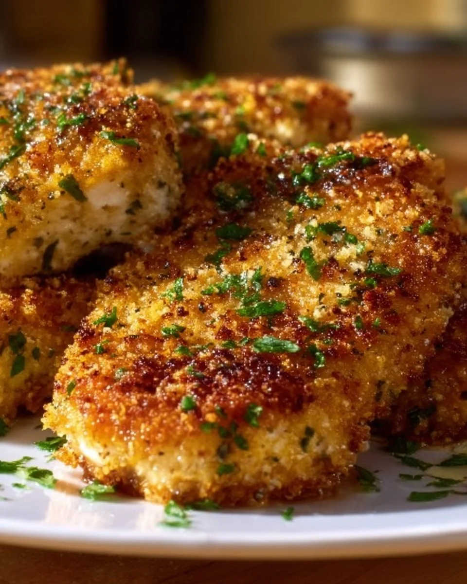 Garlic Parmesan Crusted Chicken Breasts cooked to golden perfection.