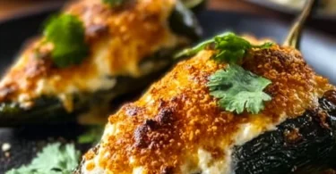 Healthy baked stuffed peppers filled with quinoa, vegetables, and spices.