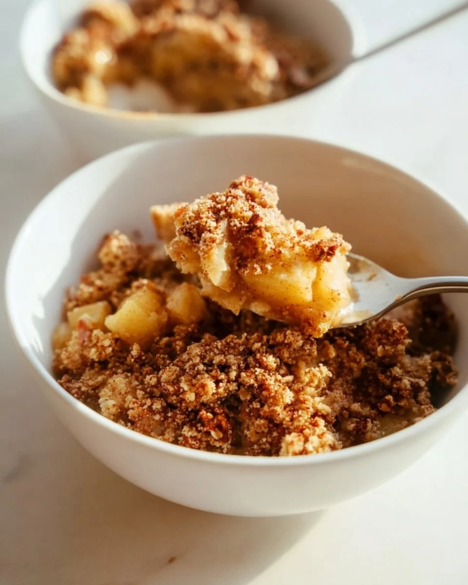 Healthy Breakfast Apple Crumble topped with oats and fresh apples
