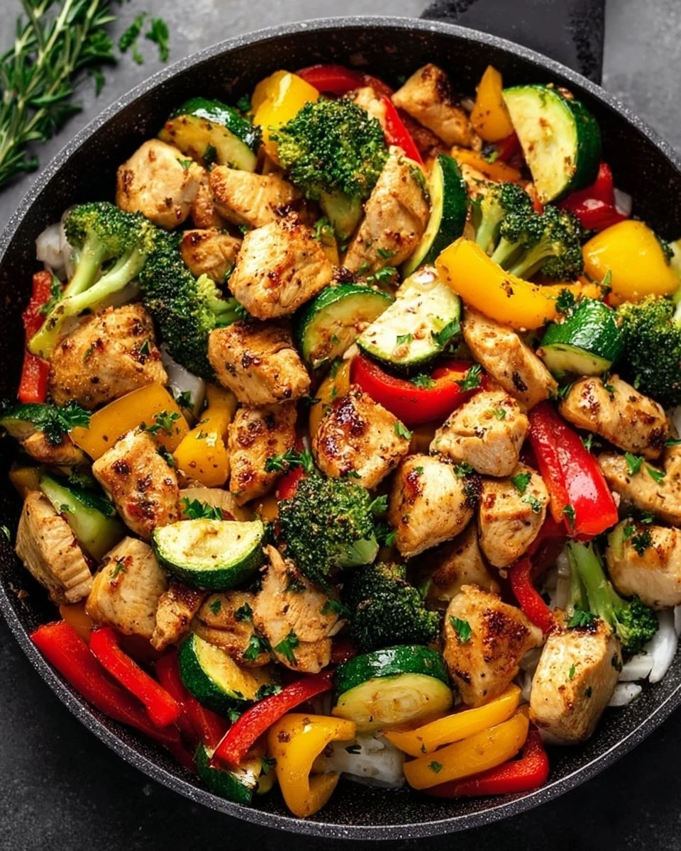 Healthy chicken and vegetables skillet recipe for a nutritious dinner