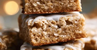 Delicious iced oatmeal cookie bars with a sweet glaze on top