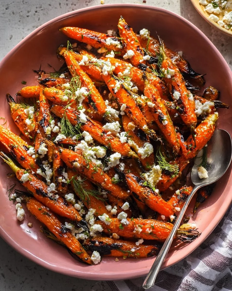 Plate of Lemon Dijon Roasted Carrots garnished with herbs