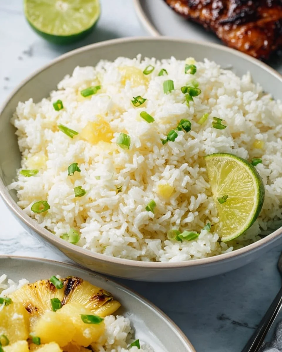 Delicious Pineapple Rice dish garnished with fresh herbs and colorful vegetables.