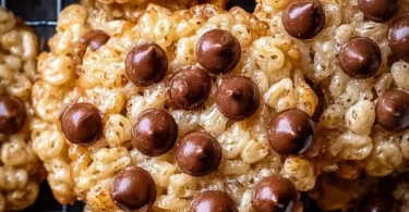 Delicious Rice Krispie chocolate cookies on a plate, ready to be enjoyed.