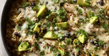 Salsa Verde Chicken & Rice Skillet served in a vibrant dish.