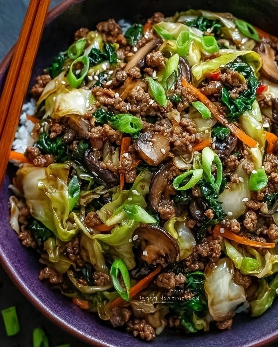 Savory Chinese Ground Beef and Cabbage Stir Fry Ready in 25 Minutes